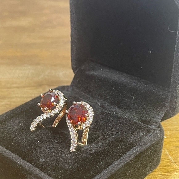 2.46ct Sapphire Earrings Rolled 14k ORANGE & WHITE - Picture 6 of 11